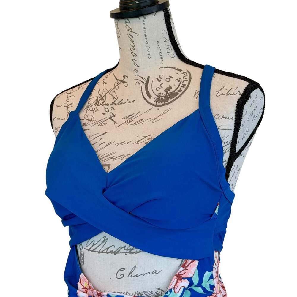 Eomenie Women's One-Piece Cutout Floral Swimsuit with Wrap Tie Back - Picture 8 of 11